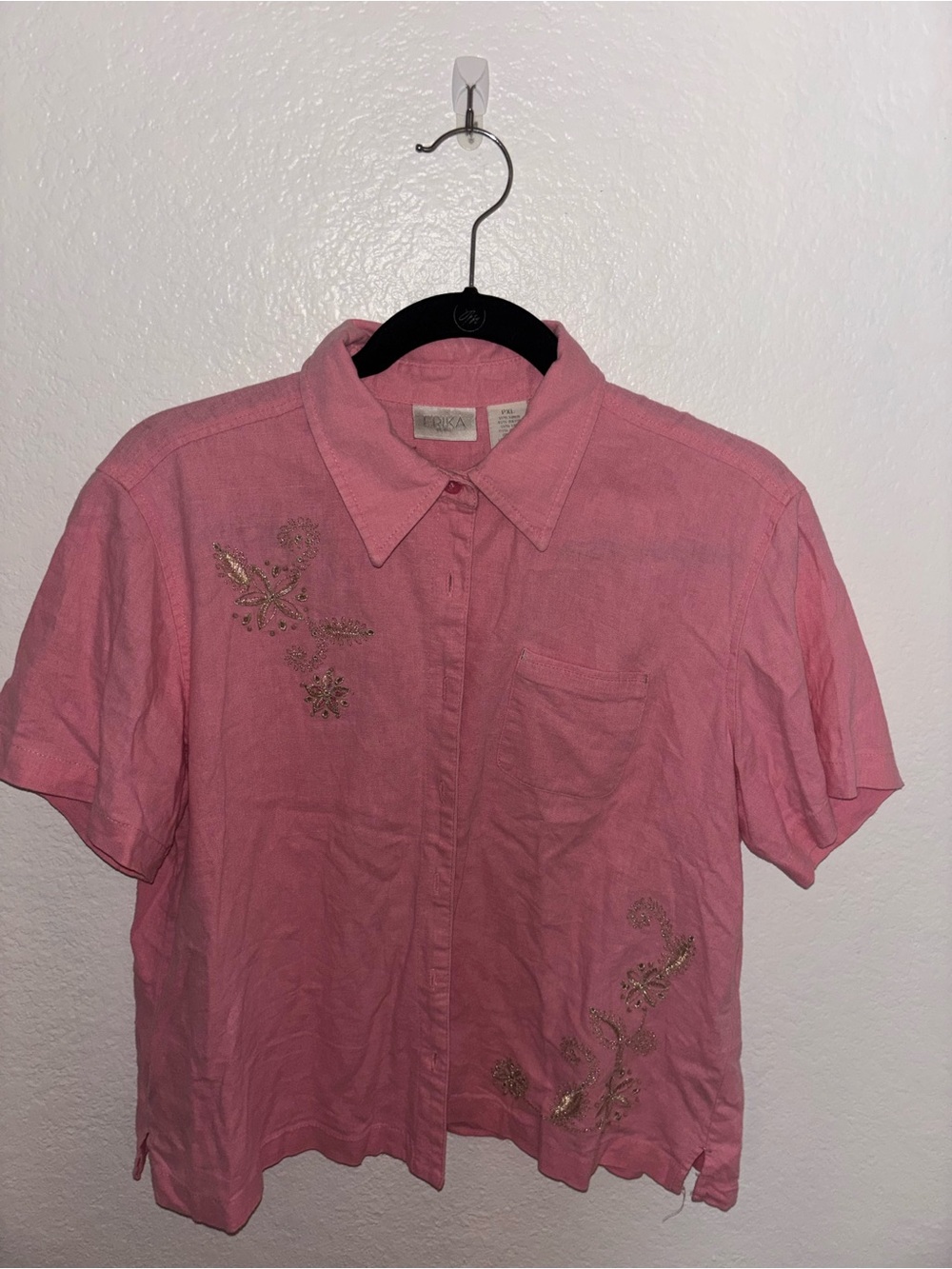 Erika Pink Button-Up Shirt with Subtle Texture